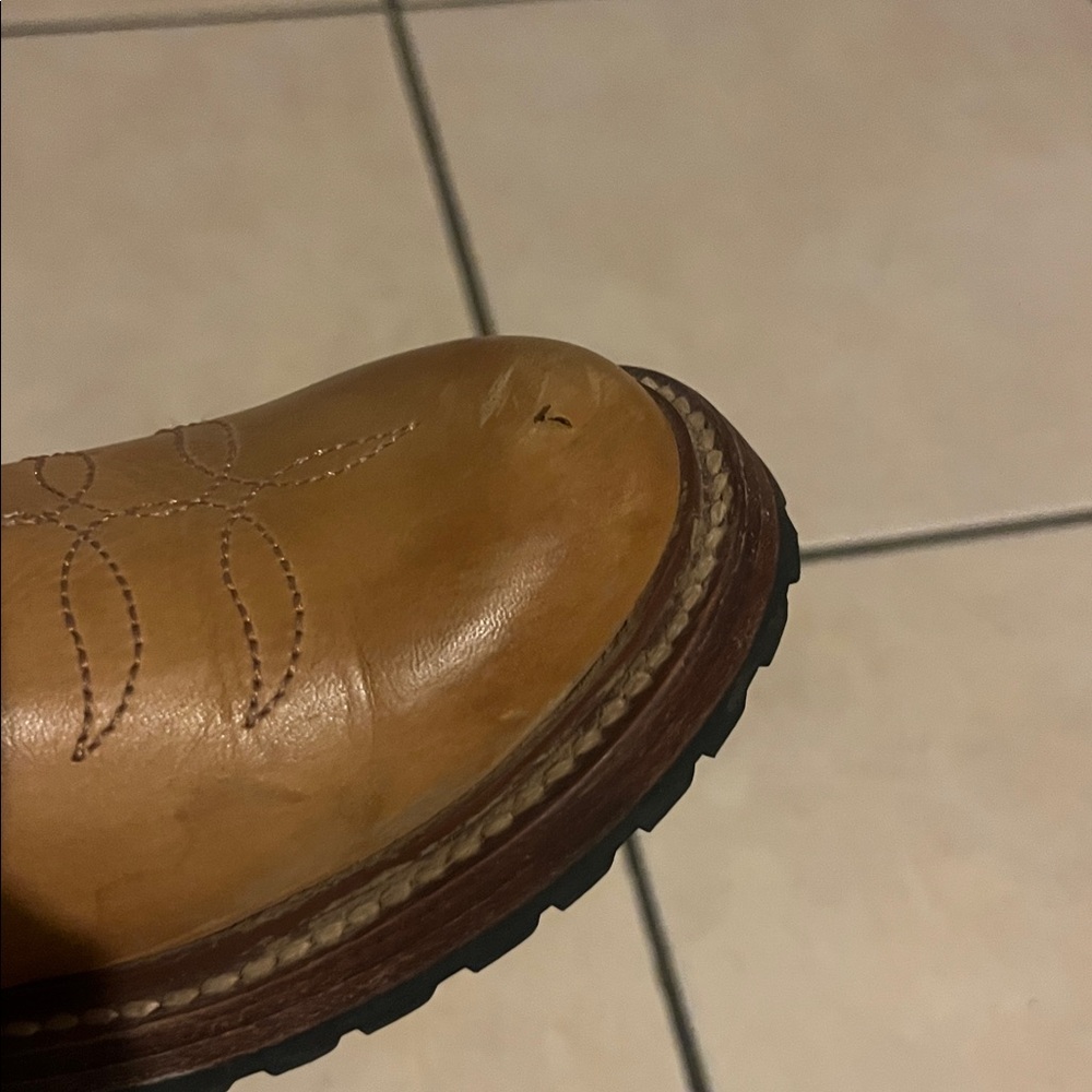 Stetson Womens Tan Leather August 7In Combat Ankle Boots - Picture 6 of 6